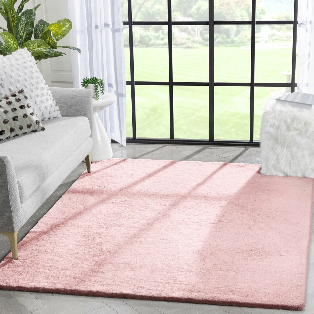 Well Woven Crest Modern Glam Faux Fur Plush Light Pink Shag Rug 1 Well Woven Crest Modern Glam Faux Fur Plush Light Pink Shag Rug