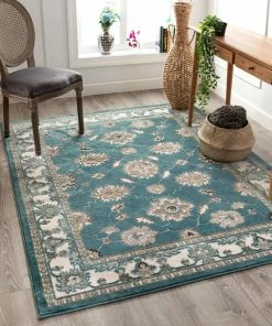 Well Woven Oriental & Persian Celia Traditional Persian Oriental Blue High-Low Rug
