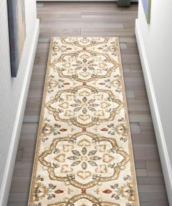 Well Woven Dorit Traditional Mandala Beige High-Low Rug 3'x5'