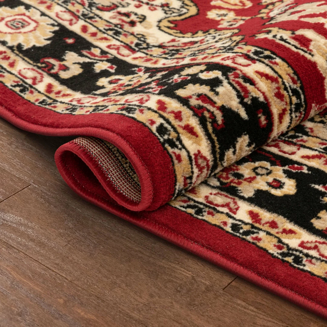 Well Woven Nima Traditional Medallion Persian Red Rug 4 Well Woven Nima Traditional Medallion Persian Red Rug