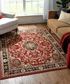 Well Woven Nima Traditional Medallion Persian Red Rug