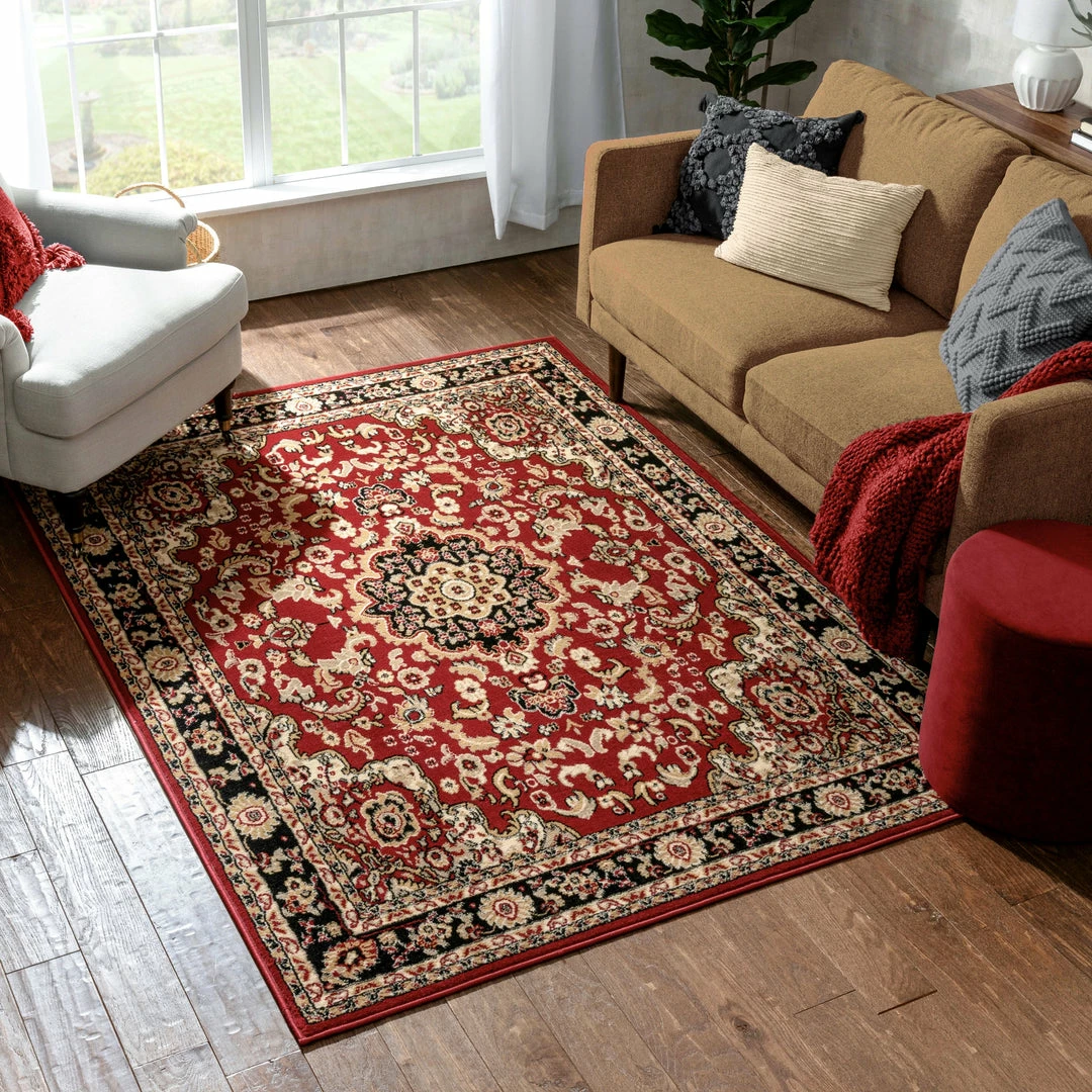 Well Woven Nima Traditional Medallion Persian Red Rug 6 Well Woven Nima Traditional Medallion Persian Red Rug