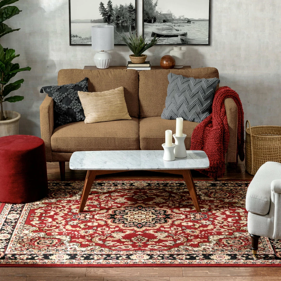 Well Woven Nima Traditional Medallion Persian Red Rug 5 Well Woven Nima Traditional Medallion Persian Red Rug