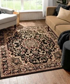 Well Woven Nima Traditional Medallion Persian Black Rug Oriental & Persian