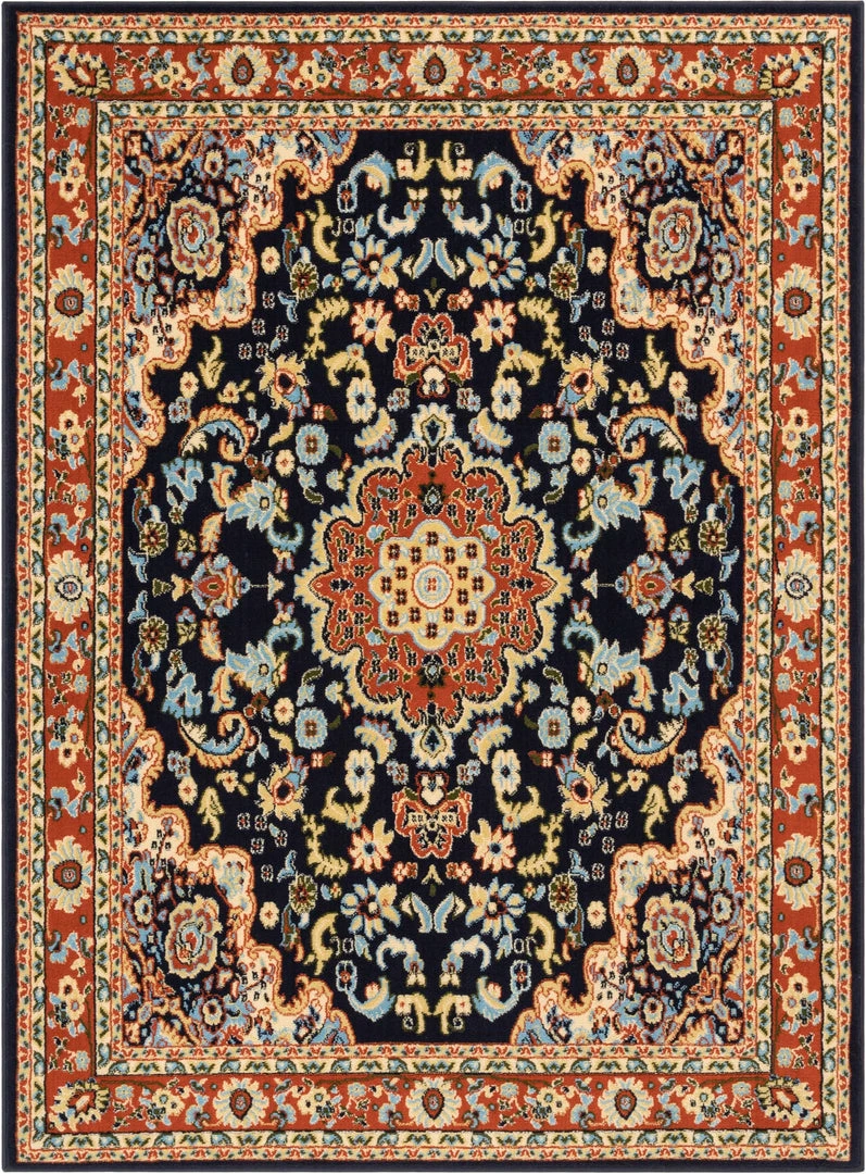 Well Woven Nima Traditional Medallion Persian Navy Rug Oriental & Persian 2 Well Woven Nima Traditional Medallion Persian Navy Rug Oriental & Persian