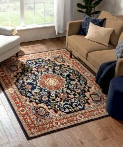 Well Woven Nima Traditional Medallion Persian Navy Rug Oriental & Persian 13 Well Woven Nima Traditional Medallion Persian Navy Rug Oriental & Persian