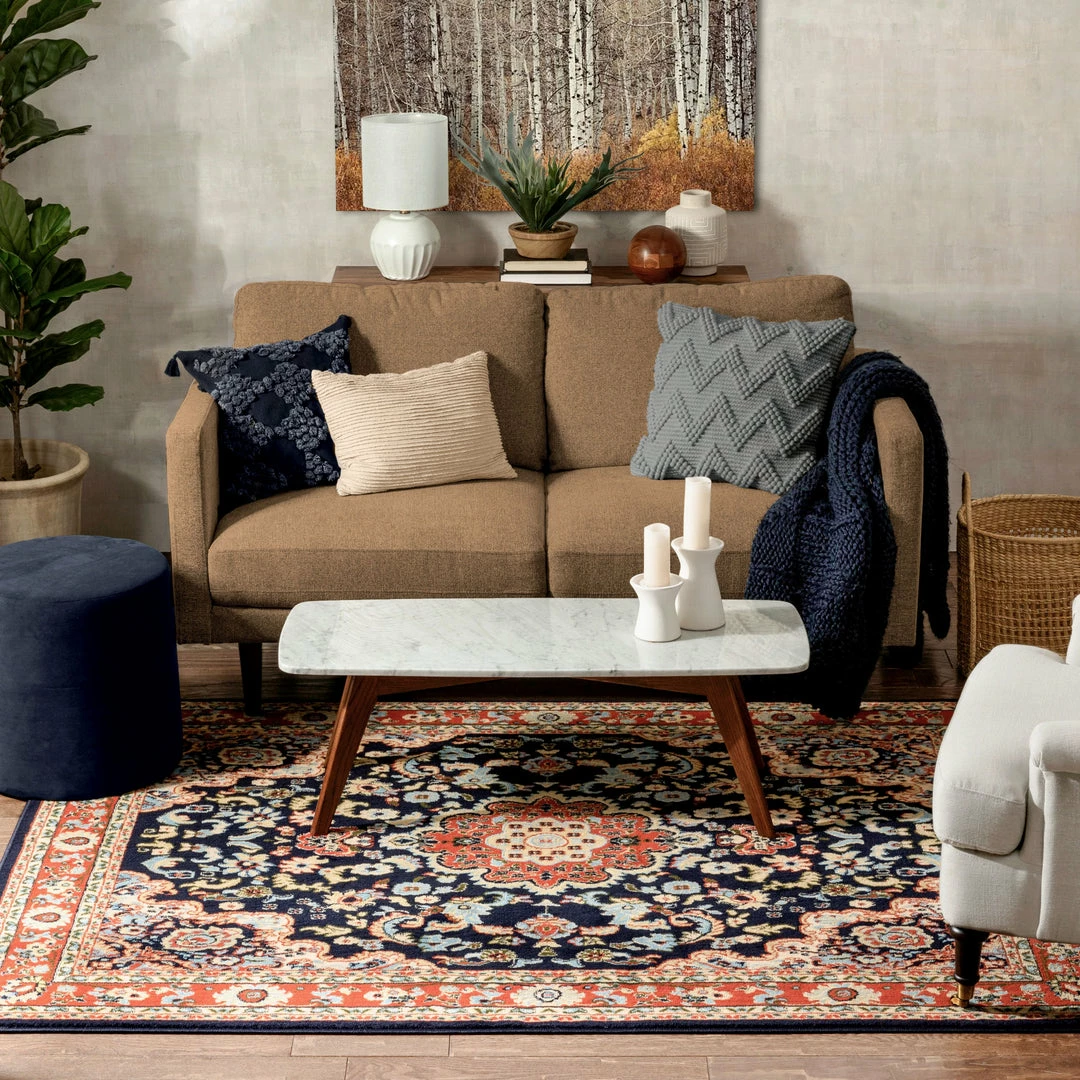 Well Woven Nima Traditional Medallion Persian Navy Rug Oriental & Persian 6 Well Woven Nima Traditional Medallion Persian Navy Rug Oriental & Persian