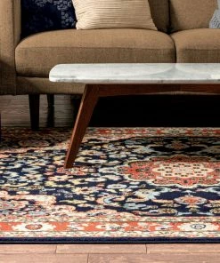 Well Woven Nima Traditional Medallion Persian Navy Rug Oriental & Persian 17 Well Woven Nima Traditional Medallion Persian Navy Rug Oriental & Persian