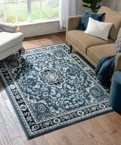 Well Woven Nima Traditional Medallion Persian Blue Rug Oriental & Persian
