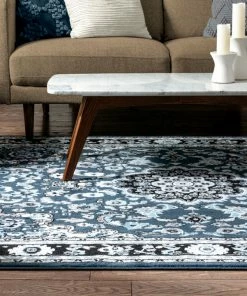 Well Woven Nima Traditional Medallion Persian Blue Rug Oriental & Persian