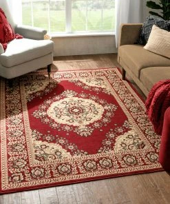 Well Woven Malika Traditional Medallion Persian Floral Red Rug