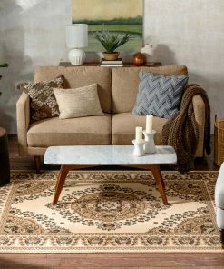 Well Woven Oriental & Persian Malika Traditional Medallion Persian Floral Ivory Rug