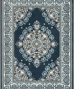 Well Woven Malika Traditional Medallion Persian Floral Dark Blue Rug Oriental & Persian