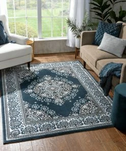 Well Woven Malika Traditional Medallion Persian Floral Dark Blue Rug Oriental & Persian 14 Well Woven Malika Traditional Medallion Persian Floral Dark Blue Rug Oriental & Persian