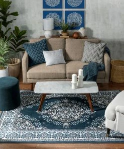 Well Woven Malika Traditional Medallion Persian Floral Dark Blue Rug Oriental & Persian 15 Well Woven Malika Traditional Medallion Persian Floral Dark Blue Rug Oriental & Persian