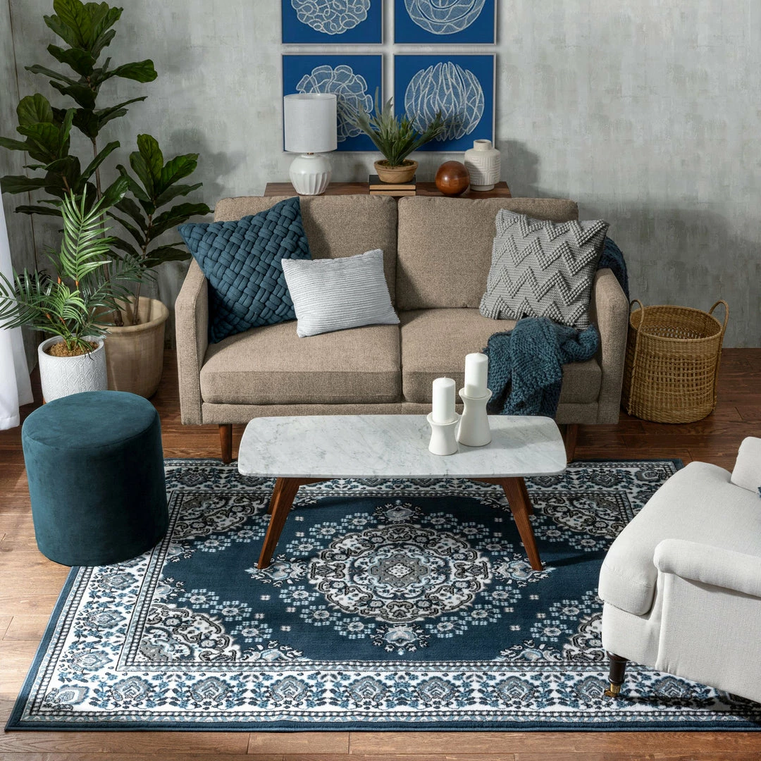 Well Woven Malika Traditional Medallion Persian Floral Dark Blue Rug Oriental & Persian 7 Well Woven Malika Traditional Medallion Persian Floral Dark Blue Rug Oriental & Persian