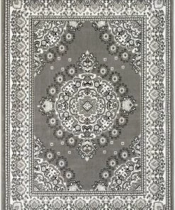 Well Woven Malika Traditional Medallion Persian Floral Grey Rug