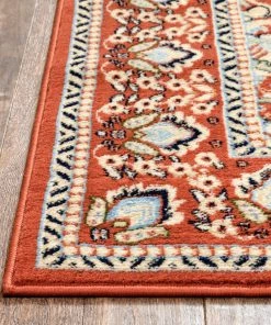 Well Woven Oriental & Persian Malika Traditional Medallion Persian Floral Terracotta Rug