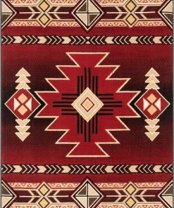 Well Woven Global Dakota Tribal Aztec Southwestern Red Rug