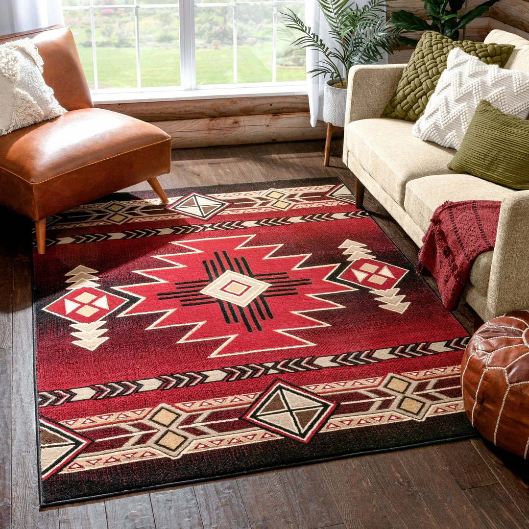 Well Woven Global Dakota Tribal Aztec Southwestern Red Rug 1 Well Woven Global Dakota Tribal Aztec Southwestern Red Rug