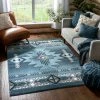 Well Woven Global Dakota Tribal Aztec Southwestern Blue Rug