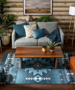 Well Woven Global Dakota Tribal Aztec Southwestern Blue Rug