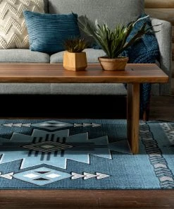 Well Woven Global Dakota Tribal Aztec Southwestern Blue Rug