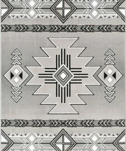 Well Woven Global Dakota Tribal Aztec Southwestern Grey Rug