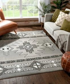 Well Woven Global Dakota Tribal Aztec Southwestern Grey Rug