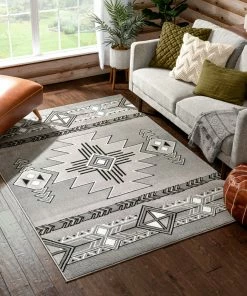 Well Woven Global Dakota Tribal Aztec Southwestern Grey Rug