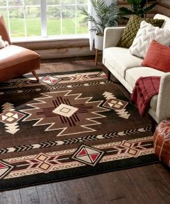 Well Woven Dakota Tribal Aztec Southwestern Brown Rug