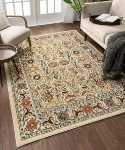 Well Woven Oriental & Persian Tabriz Traditional Ivory Rug