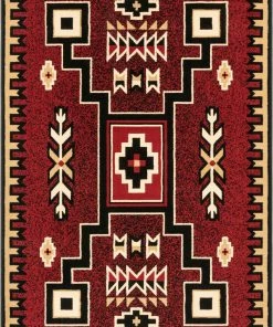 Well Woven Global Cheyenne Tribal Geometric Medallion Red Rug