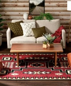 Well Woven Global Cheyenne Tribal Geometric Medallion Red Rug
