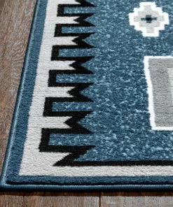 Well Woven Global Cheyenne Tribal Geometric Medallion Blue Rug