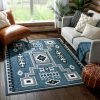 Well Woven Global Cheyenne Tribal Geometric Medallion Blue Rug