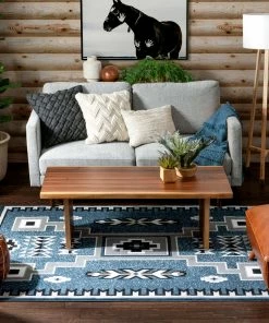 Well Woven Global Cheyenne Tribal Geometric Medallion Blue Rug