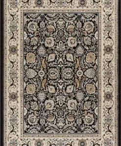 Well Woven Tabriz Black Traditional Rug Oriental & Persian