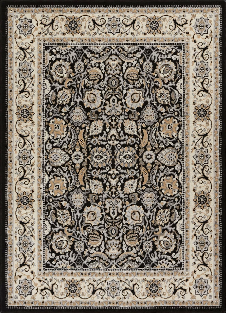 Well Woven Tabriz Black Traditional Rug Oriental & Persian 1 Well Woven Tabriz Black Traditional Rug Oriental & Persian