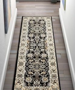 Well Woven Tabriz Black Traditional Rug Oriental & Persian 14 Well Woven Tabriz Black Traditional Rug Oriental & Persian