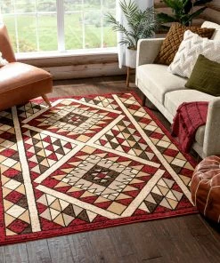 Well Woven Enola Tribal Geometric Trellis Red Rug Global