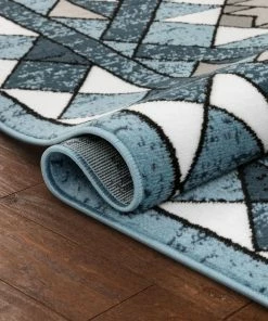 Well Woven Enola Tribal Geometric Trellis Blue Rug