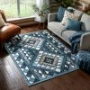 Well Woven Enola Tribal Geometric Trellis Blue Rug