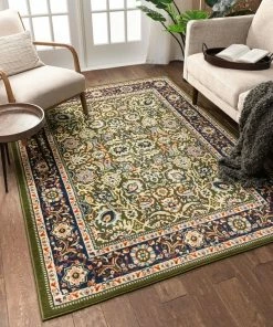 Well Woven Tabriz Traditional Green Rug