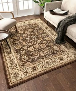 Well Woven Tabriz Brown Traditional Rug