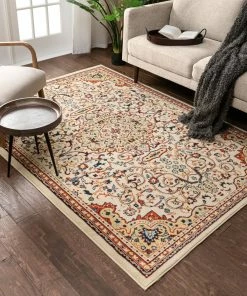 Well Woven Oriental & Persian Isfahan Traditional Ivory Rug