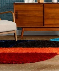 Well Woven Meraki Modern Geometric Shag Multi 3D Textured Thick & Soft Shag Rug