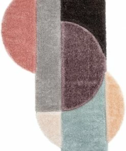 Well Woven Meraki Modern Geometric Shag Lavender Blush 3D Textured Thick & Soft Shag Rug