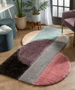 Well Woven Meraki Modern Geometric Shag Lavender Blush 3D Textured Thick & Soft Shag Rug