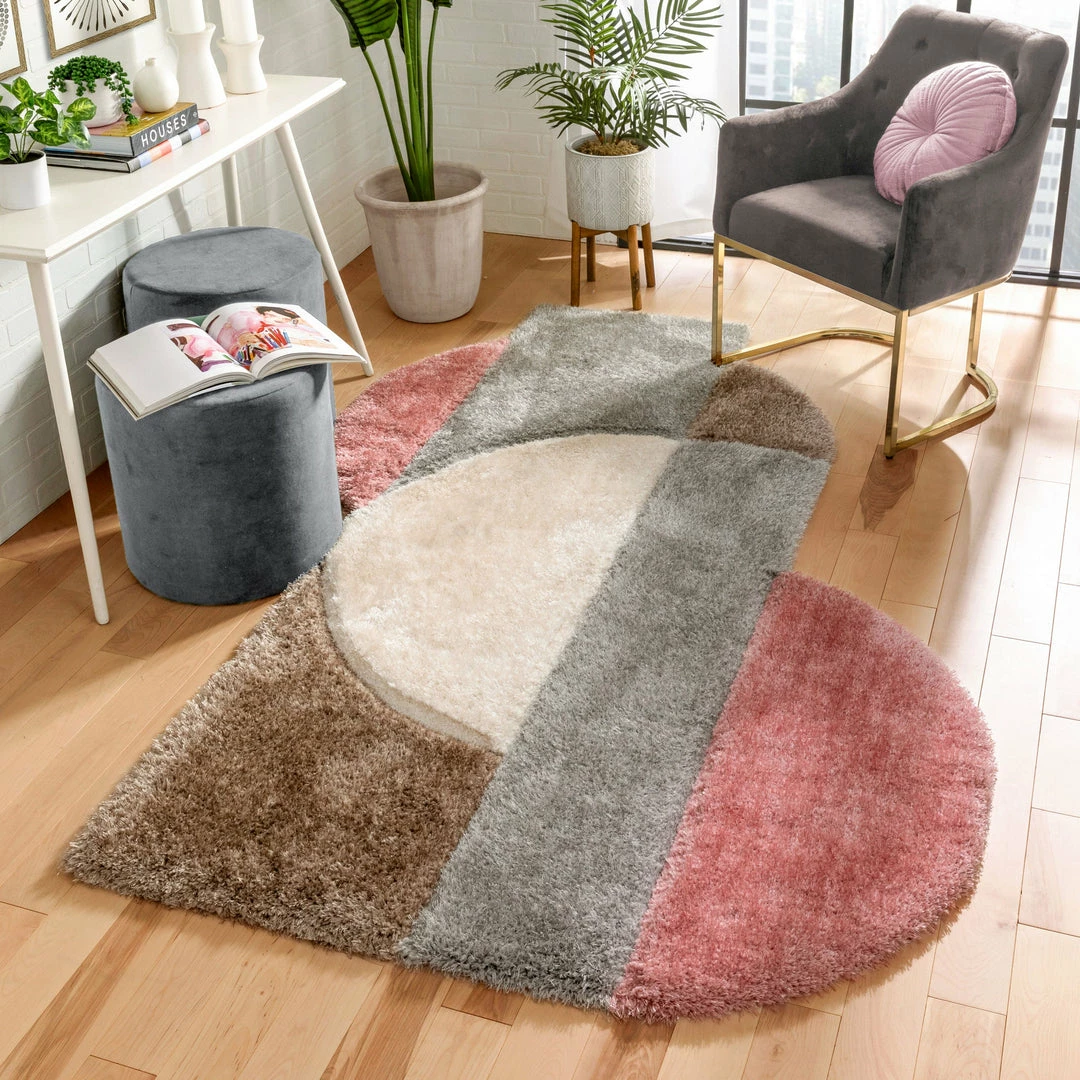 Well Woven Meraki Modern Geometric Shag Blush Grey 3D Textured Thick & Soft Shag Rug 1 Well Woven Meraki Modern Geometric Shag Blush Grey 3D Textured Thick & Soft Shag Rug